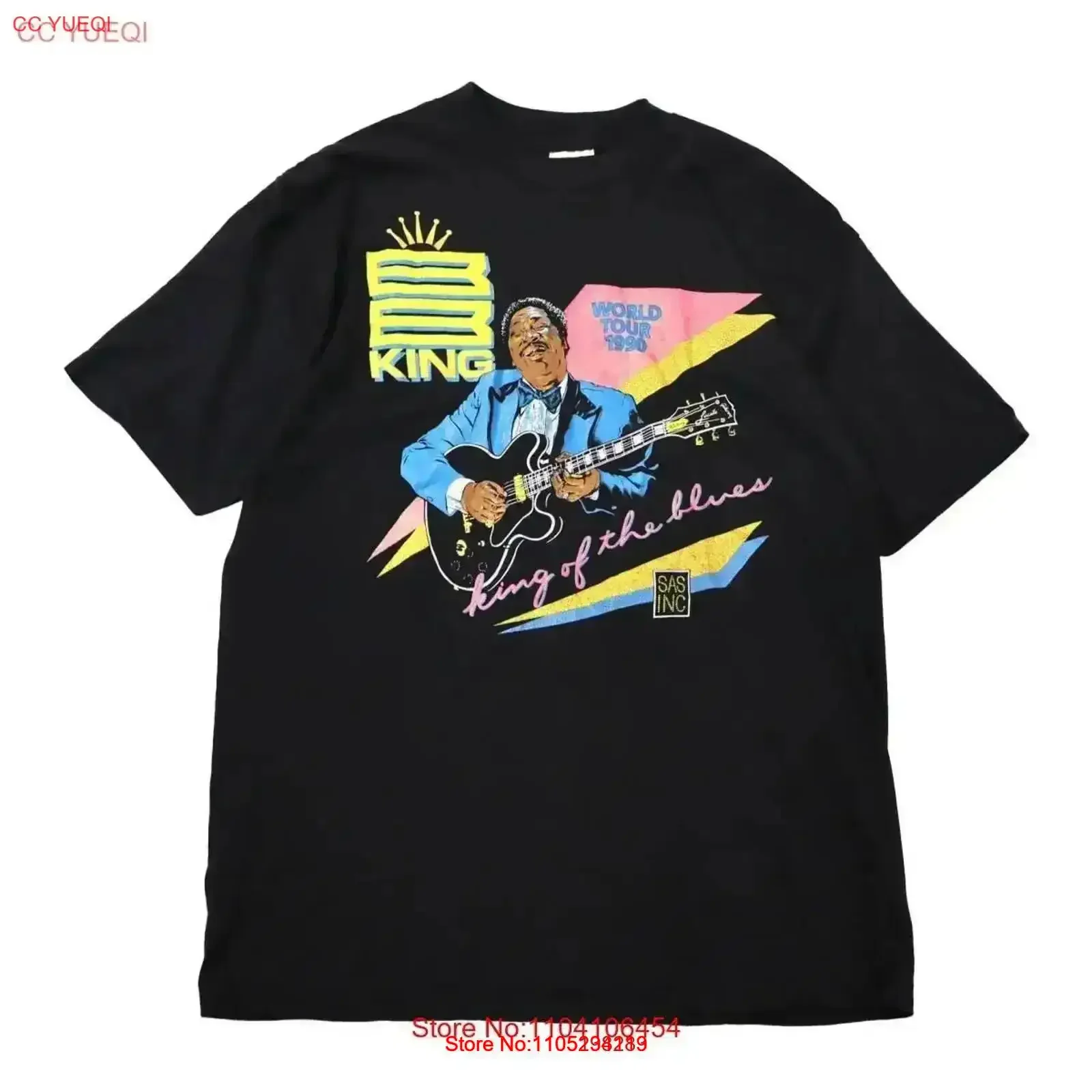 Xl 90' Bb King World Tour Print T Shirt Black Made In Usa Mint Sas Inc Blues Roc vintage Washed Comfortable Slightly streetwear