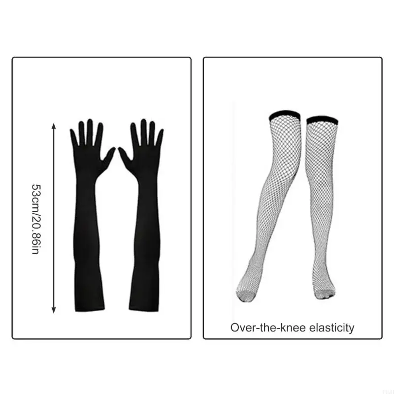 

Day of The Deads Costume Sugar Skull Costume Flower Headbands Thigh High Socks Gloves Roses Temporary Tattooed