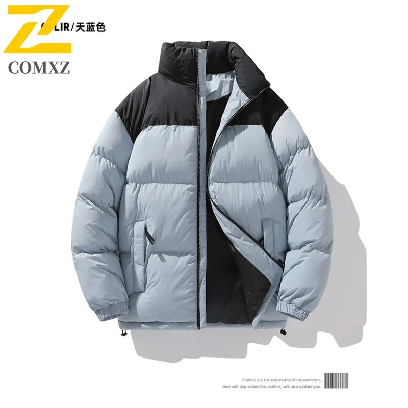 COMXZ 2025 Winter Fashion Stand Collar Cotton Jacket New Arrival Waterproof Windproof Outdoor Casual Warm Coat Men Streetwear