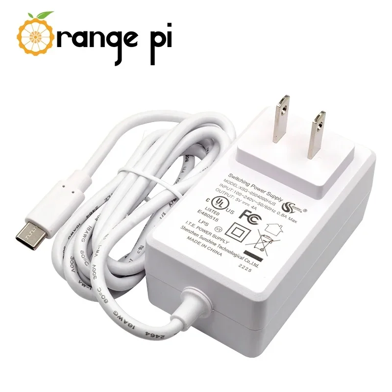 แหล่งจ่ายไฟ USB-C 4A 5V สำหรับกล้องรุ่น ORANGE Pi 5 plus/5B/4LTS / 800 DC 20W Type C อะแดปเตอร์ชาร์จในรถยนต์เพาเวอร์สำหรับ Raspberry Pi 4