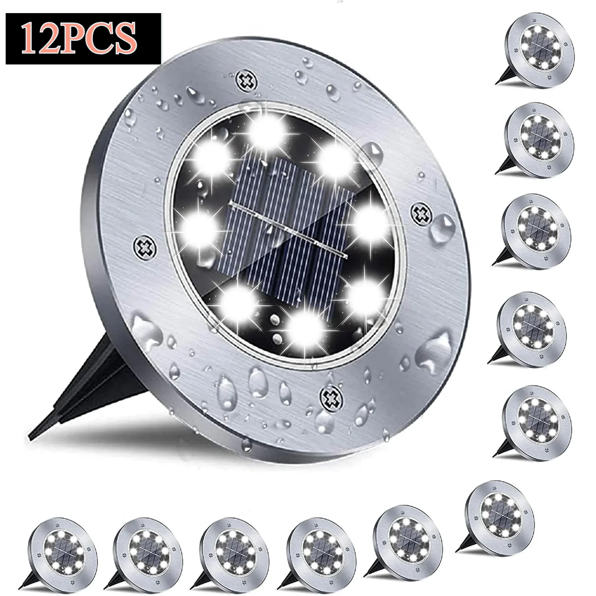 

12 Pack Outdoor Waterproof Solar Lights, LED Underground Lights for Yard, Patio, Garden, Lawn, Balcony, Outdoor Pathway