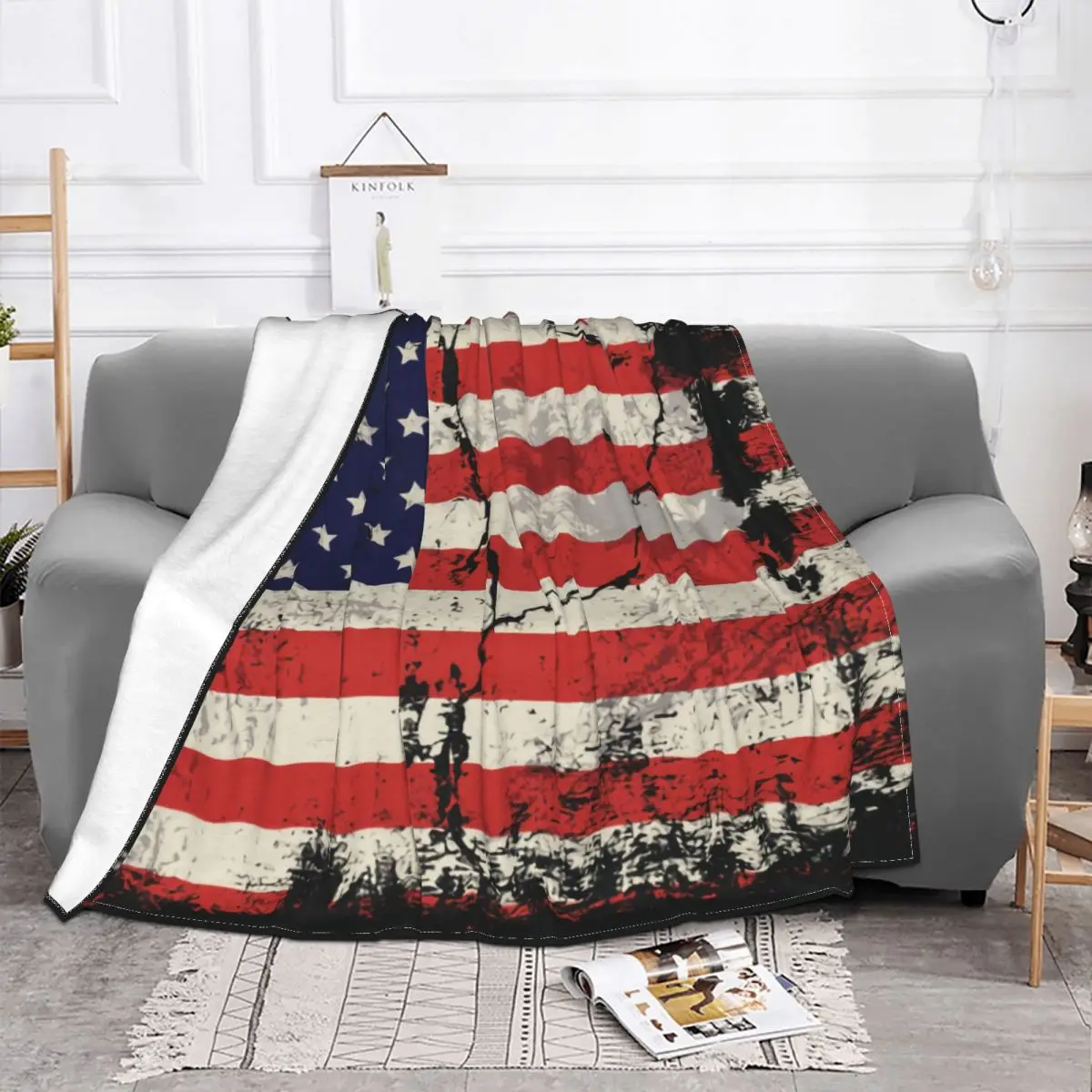 Free American Flag Blankets Warm Flannel USA Patriotic Throw Blanket for Bedroom Office Bedspreads