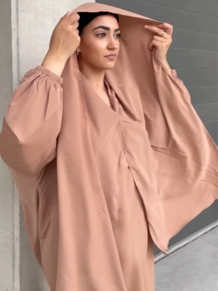 

Eid Ramadan Jilbab One Piece Prayer Dress Hooded Abaya Muslim Women Kaftan Hijab Robe Plain Islamic Dubai Turkey Modest Clothes