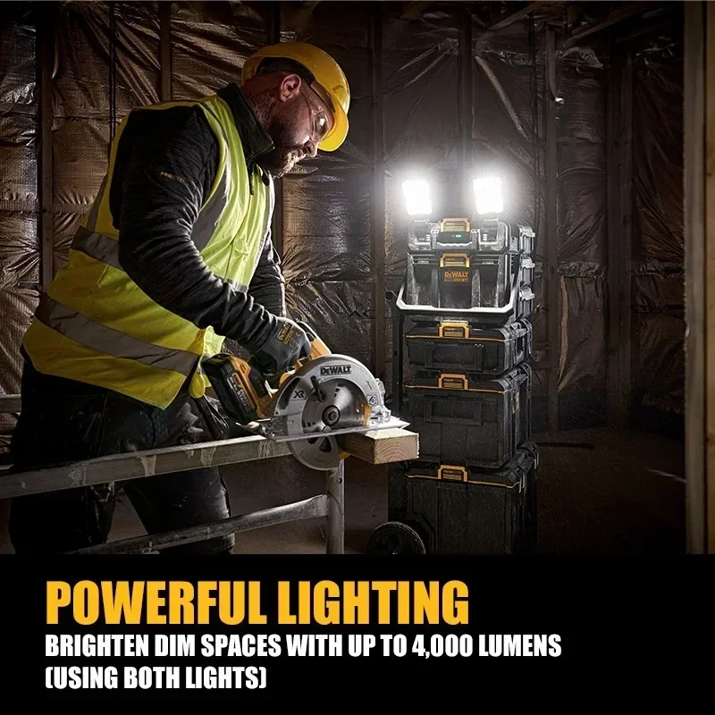 DEWALT DWST08061 TOUGHSYSTEM® 2.0 Adjustable Work Light With Storage 4000LM 20V Lithium Power Tools