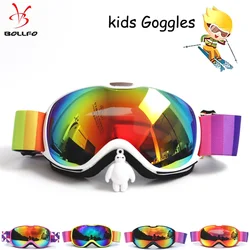 Óculos de esqui esféricos anti-nevoeiro para crianças, dupla camada, óculos grandes, snowboard infantil, esportes de inverno ao ar livre, óculos para os 4-14 anos
