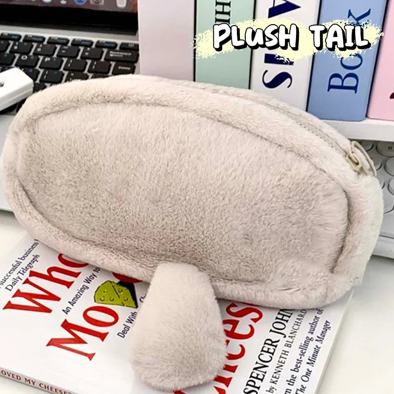 Multi-function Plush Pen Bag Otter Penguin Large Capacity Pencil Case Stationery Organizer Back To School Gift