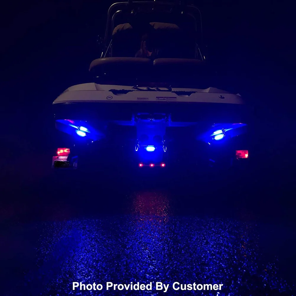 

27 LED Stainless Steel Underwater Boat Lights Waterproof Marine Navigation Light for Transom Blue Illumination