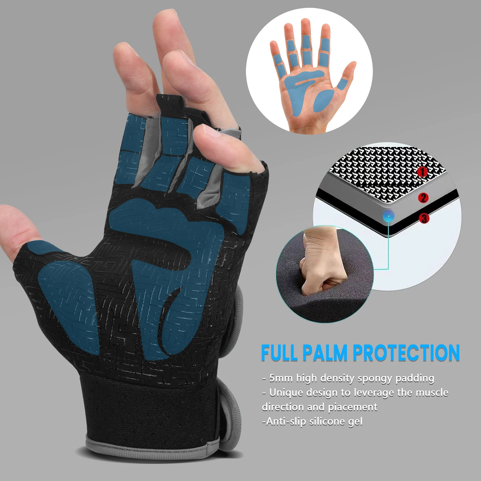 MOREOK Gym Handschuhe Atmungsaktive Anti-rutsch Pull Ups Training Yoga Bodybuilding Übung Fitness Workout Gewichtheben Handschuhe Männer – Detail 5