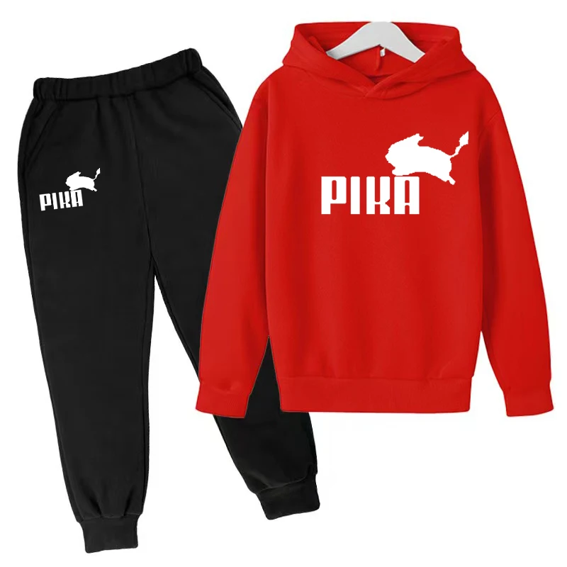 Kids Rabbit Print Hoodie Fall/Winter Coat Casual Sweatshirt 3-12Y Boys Girls Toddler Jumper+ Pants 2P Sports Fashion Jogging Set