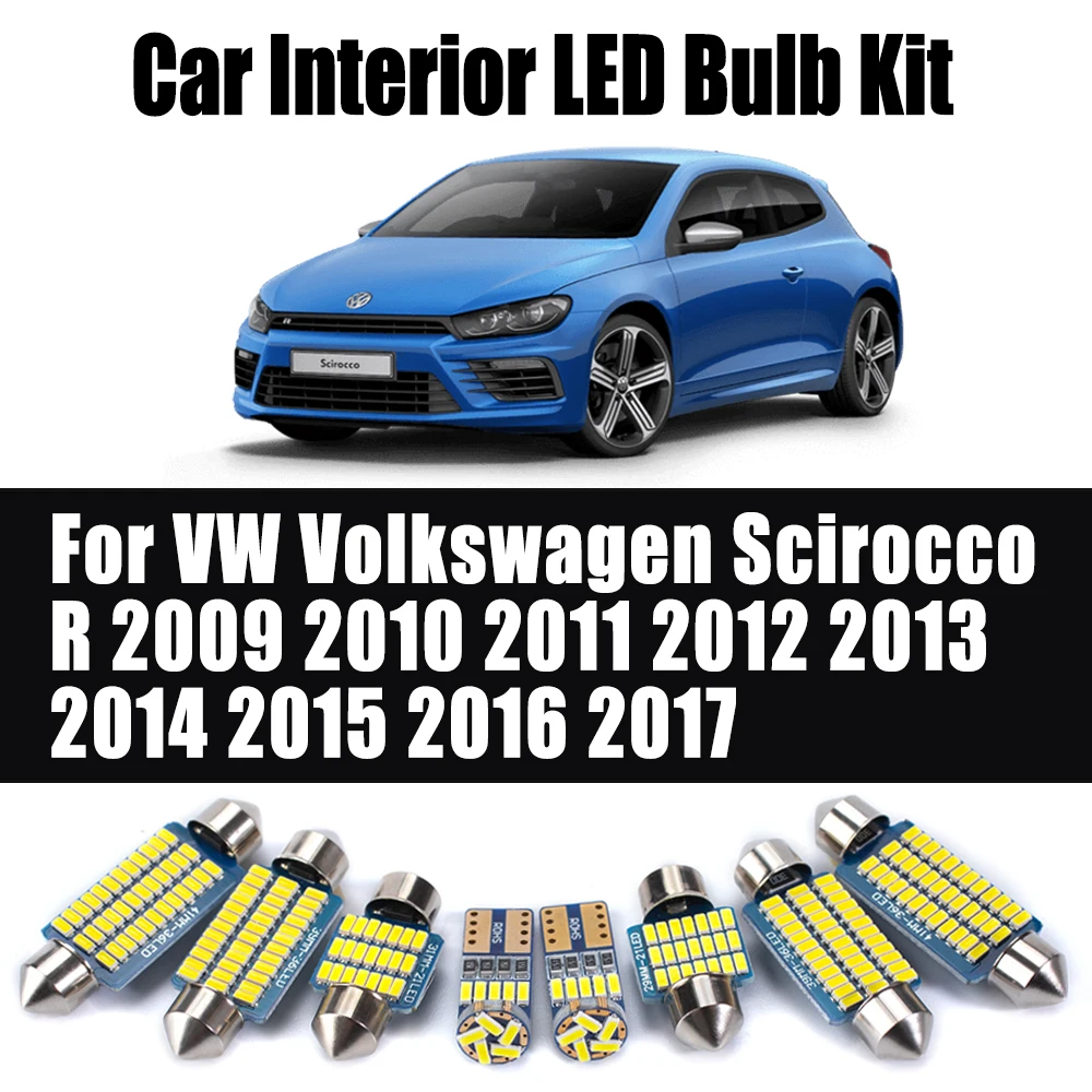

11Pcs Canbus LED Bulbs For VW Volkswagen Scirocco R 2009 2010 2011 - 2014 2015 2016 2017 Interior Trunk Reading Dome Light Kit