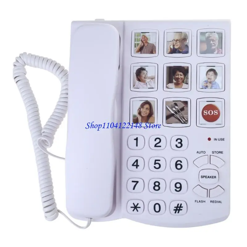 P9FA Corded Telephone Fixed Landline Phone Big Buttons and Speed Dials for Elderly