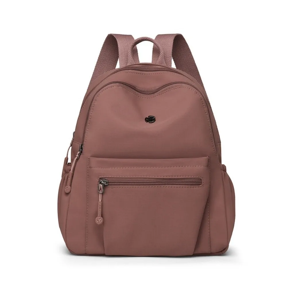Casual Solid Color Mini Backpack Multi-pockets Nylon Travel Backpack Large Capacity Lightweight Durable Daypack for Women