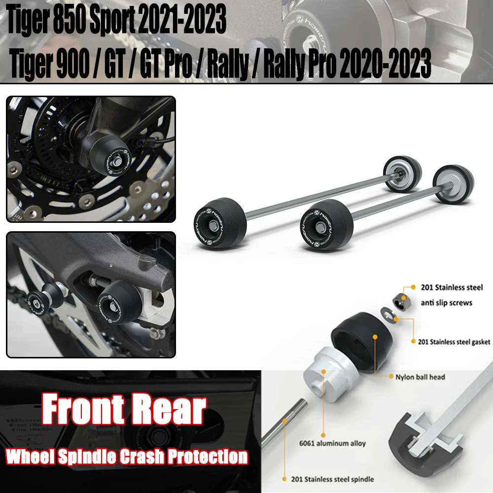 

For Triumph Tiger 850 Sport / Tiger 900 GT Rally Pro / 2020 2021 2022 2023 Front Rear wheel Spindle Crash Protection