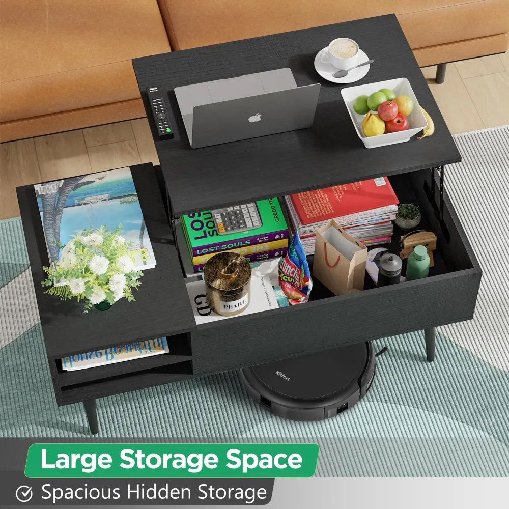 Lift-Top-Couchtisch mit verstellbarer Aufbewahrung und verstecktem Fach, kleiner Couchtisch aus Holz, Mitteltisch für das Wohnzimmer zu Hause