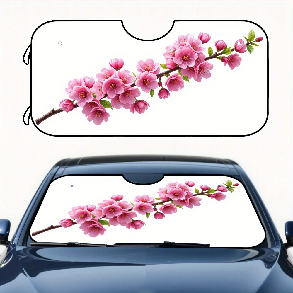 

1 шт. Розовый персиковый цветок, ветка, художественный дизайн, автомобильный солнцезащитный козырек - складной козырек для переднего окна, простой в использовании и удерживающий комфорт интерьера