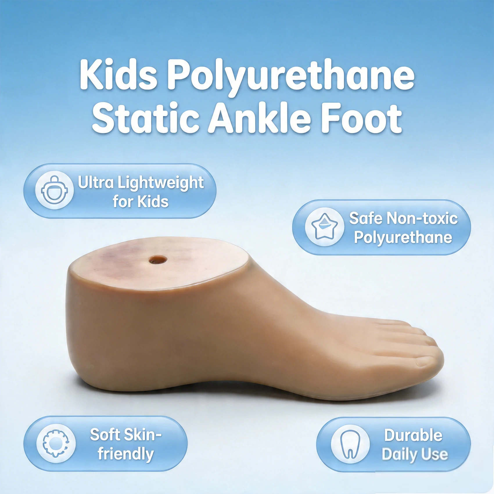 Children's polyurethane static Ankle Support Foot 15-19cm Brand New Prosthetic Footboard Static Ankle Prosthesis