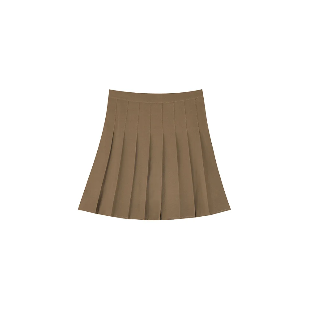 Korean retro high-waisted Gray pleated A-line skinny culottes go with everything kilt