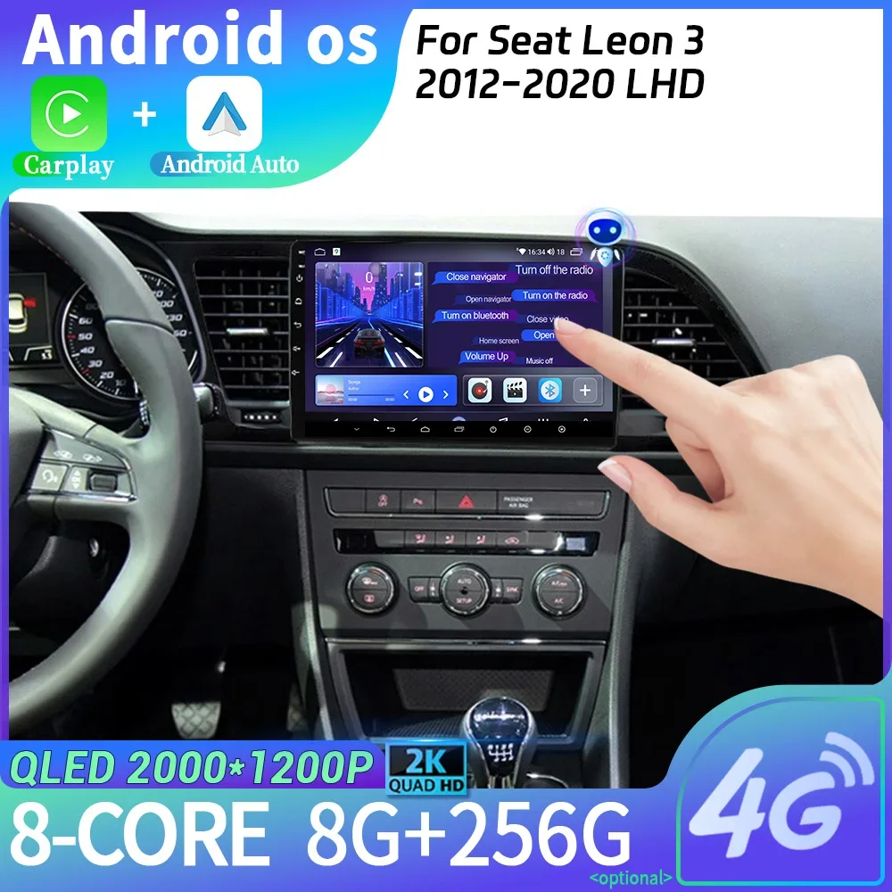 

Car Radio Multimedia Navigation Android 14 For Seat Leon 3 2012-2020 LHD Head Unit 2DIN WIFI Wireless Carplay Stereo Screen