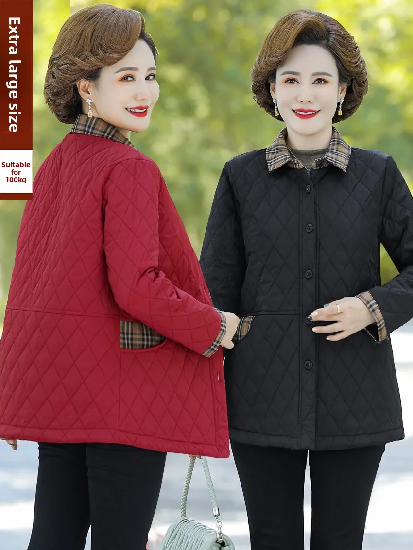 

plus Size Cotton Jaet Thin Sle for plus Size Women Autumn Winter Clothes Casual Loose Fit Polyester Fiber 2023 Winter Col...