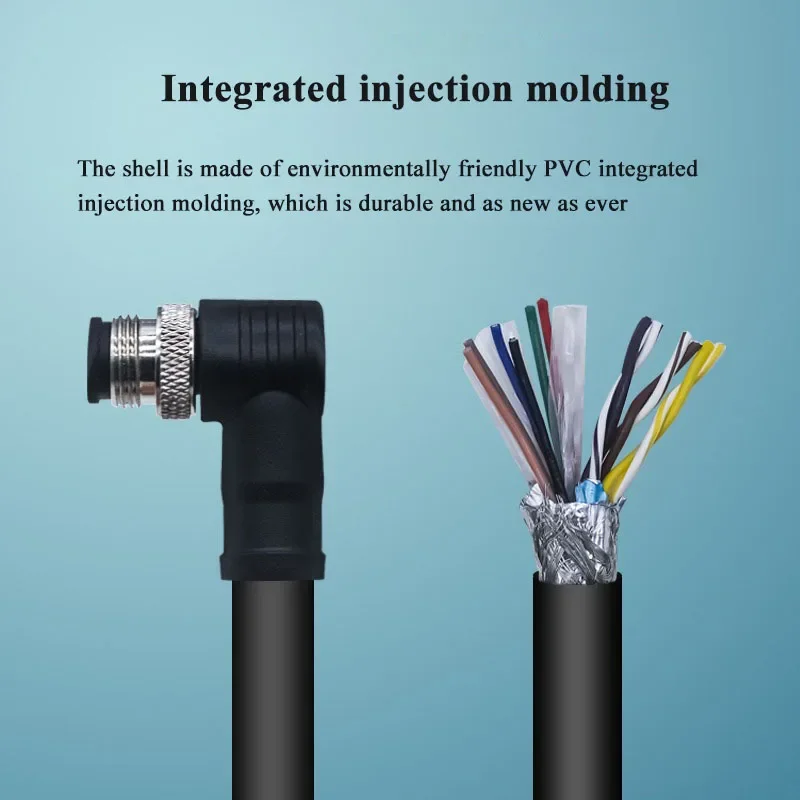 M12 A-type Connector Connection Wire IP67 4 5 8 12 17 Pin Aviation Plug Male Female Dual Shielded A Coding Sensor Network Cable