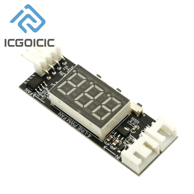 12V 4-Wire PWM Fan Controller – Temperature-Controlled Speed Regulator with Digital Display & 3A On/Off Switch