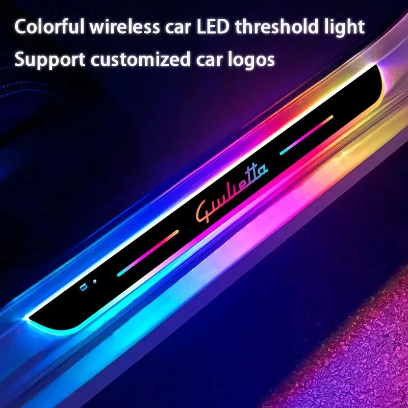 2/4Pcs For Alfa Romeo Giulietta Car Accessories Car door Sill light logo Projector lamp Power Moving LED Welcome Pedal light