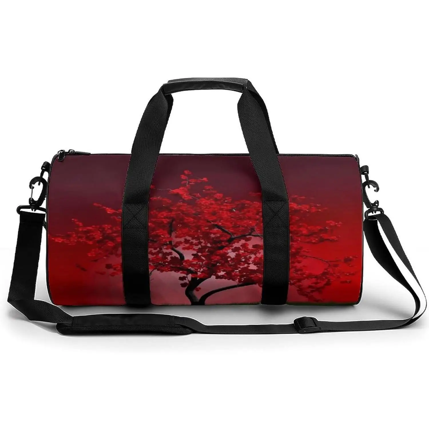 

Red Maple Tree Pattern Duffel Bag Large Capacity Adjustable Strap Travel Gym Bag for Women Men