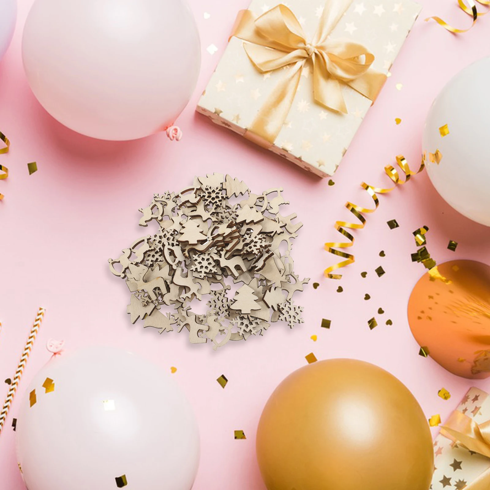 

100 pcs Wooden Laser Cut Ornaments 3D Christmas Tree Decorations Diy Craft Kits For Home Festival Handicraft Sewing Tools