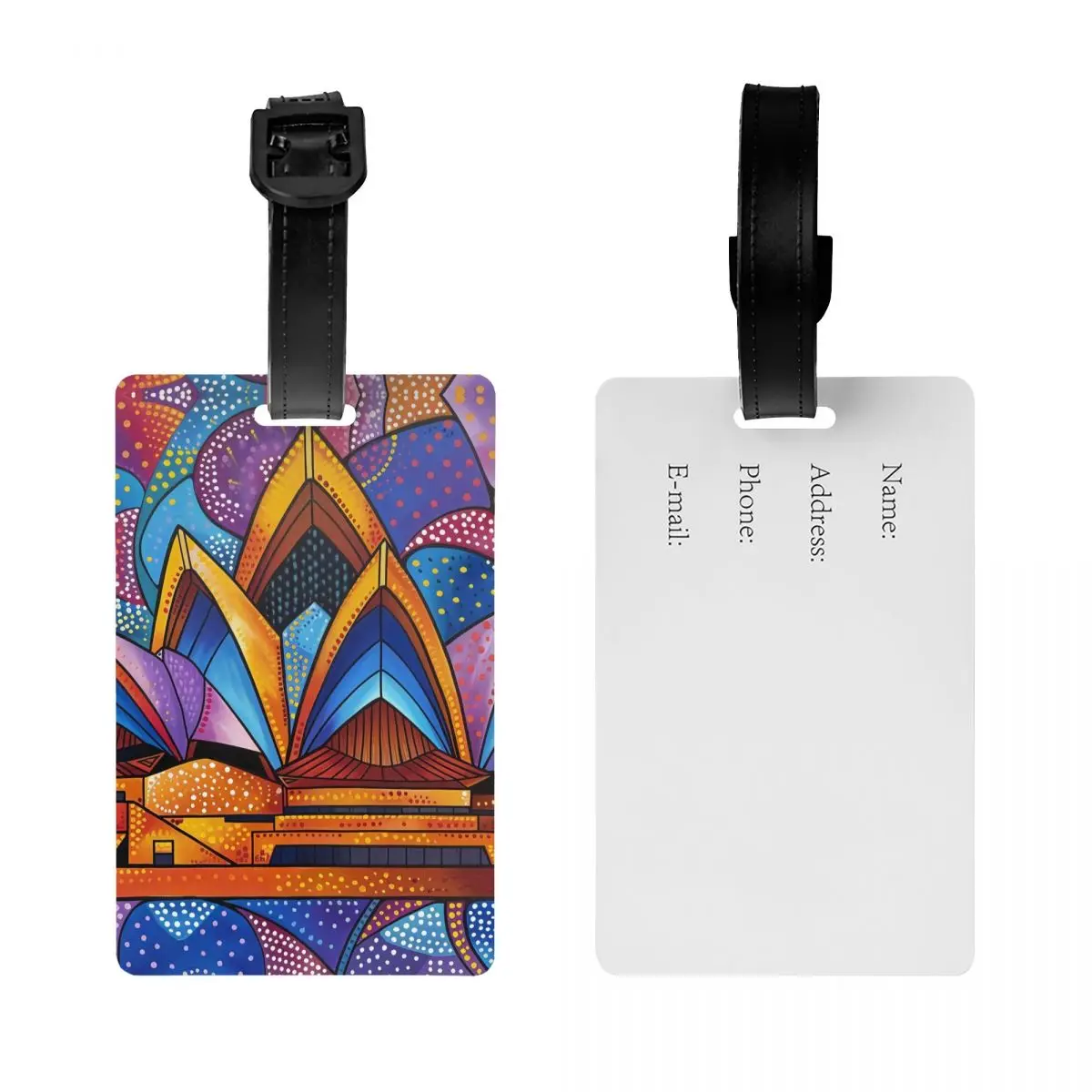 Custom Sydney Opera House Luggage Tag With Name Card Abstract Art Privacy Cover ID Label for Travel Bag Suitcase