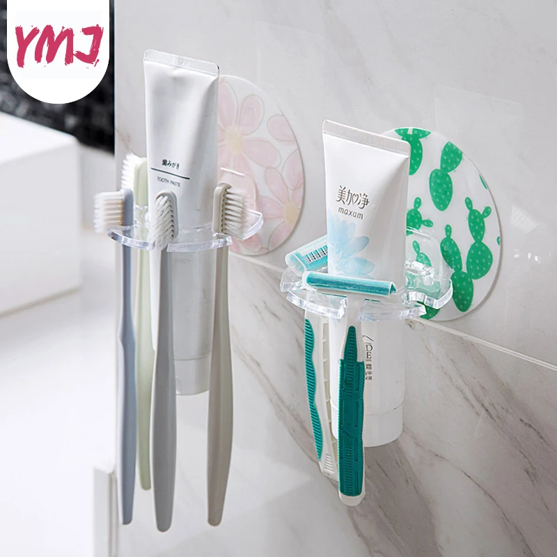 Bathroom Accessories Plastic Toothbrush Holder Toothpaste Storage Rack Organizer Shaver Tooth Brush Stand Dispenser BathroomTool