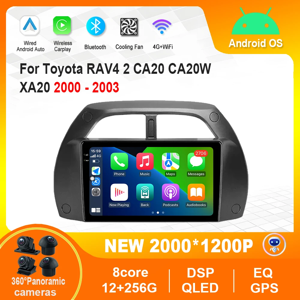 

for Toyota RAV4 2 CA20 CA20W XA20 2000 - 2003 GPS Navi 4G BT HD Screen Multimedia Intelligence Android Auto Radio Video Player