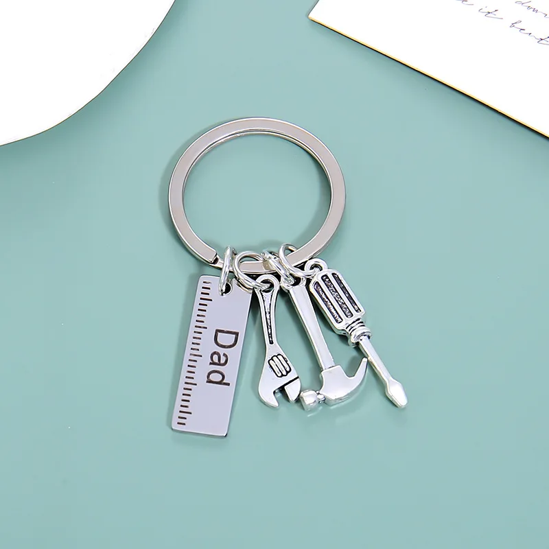 Stainless Steel Keychain Dad Wrench Screwdriver Hammer Tool Accessories Papa Father's Day Gift Wholesale