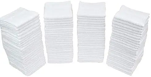 

12'x12' White Cleaning Cloths, 50-Pack, Standard Size, Soft Absorbent Fabric