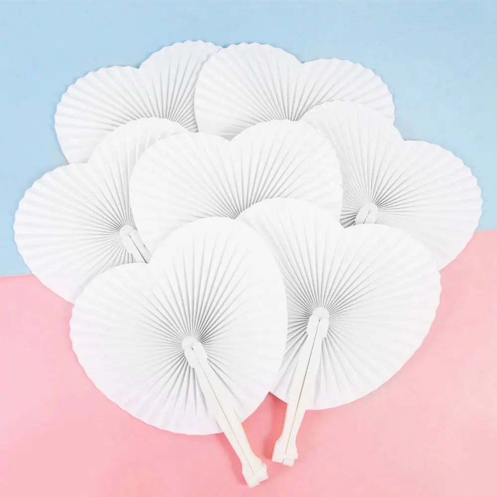 Heart-shaped DIY Graffiti Practice Calligraphy Fan Handheld Wedding Party Cooling Tools Folding Fan  Fan Paper Fan Craft Fan