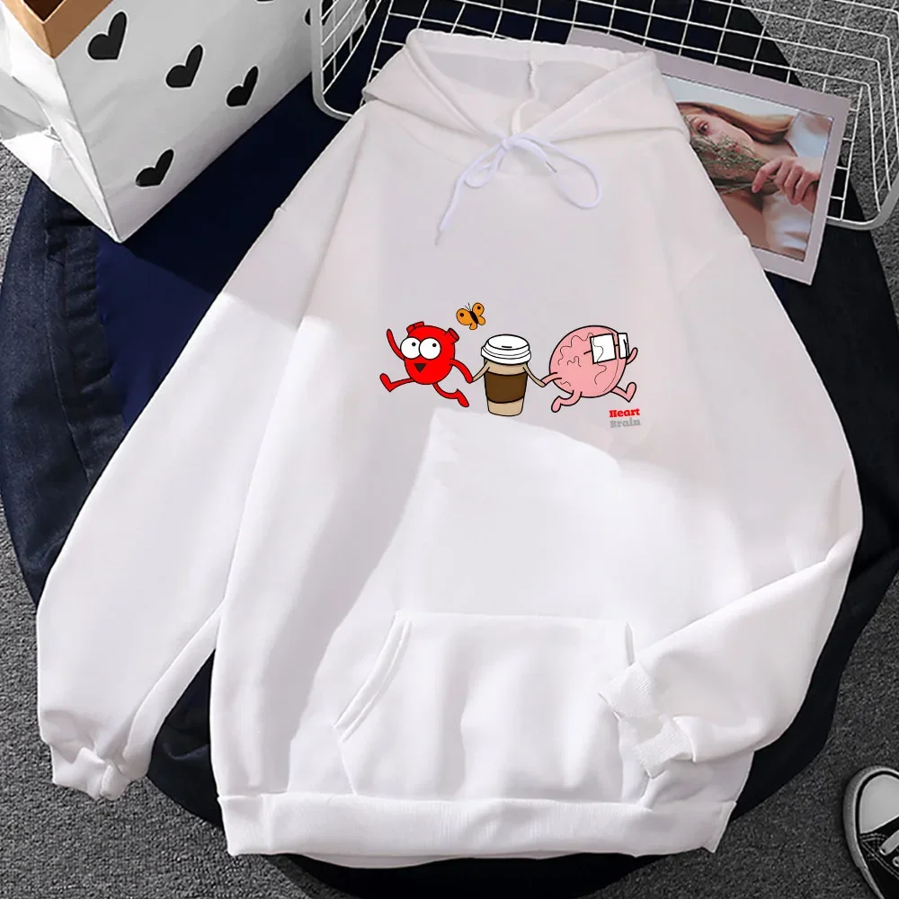 The Awkward Yeti Heart and Brain Printed Hoody Men Manga Graphic Clothes Autumn Prevalent Sweatshirts Comfortable Causal Hoodie