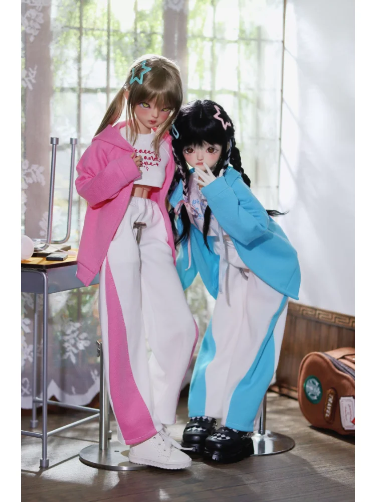 Roupas de boneca bjd para bonecas 1/4, conjunto de roupas esportivas azuis e rosa, acessórios de roupas para bonecas (sem bonecas)