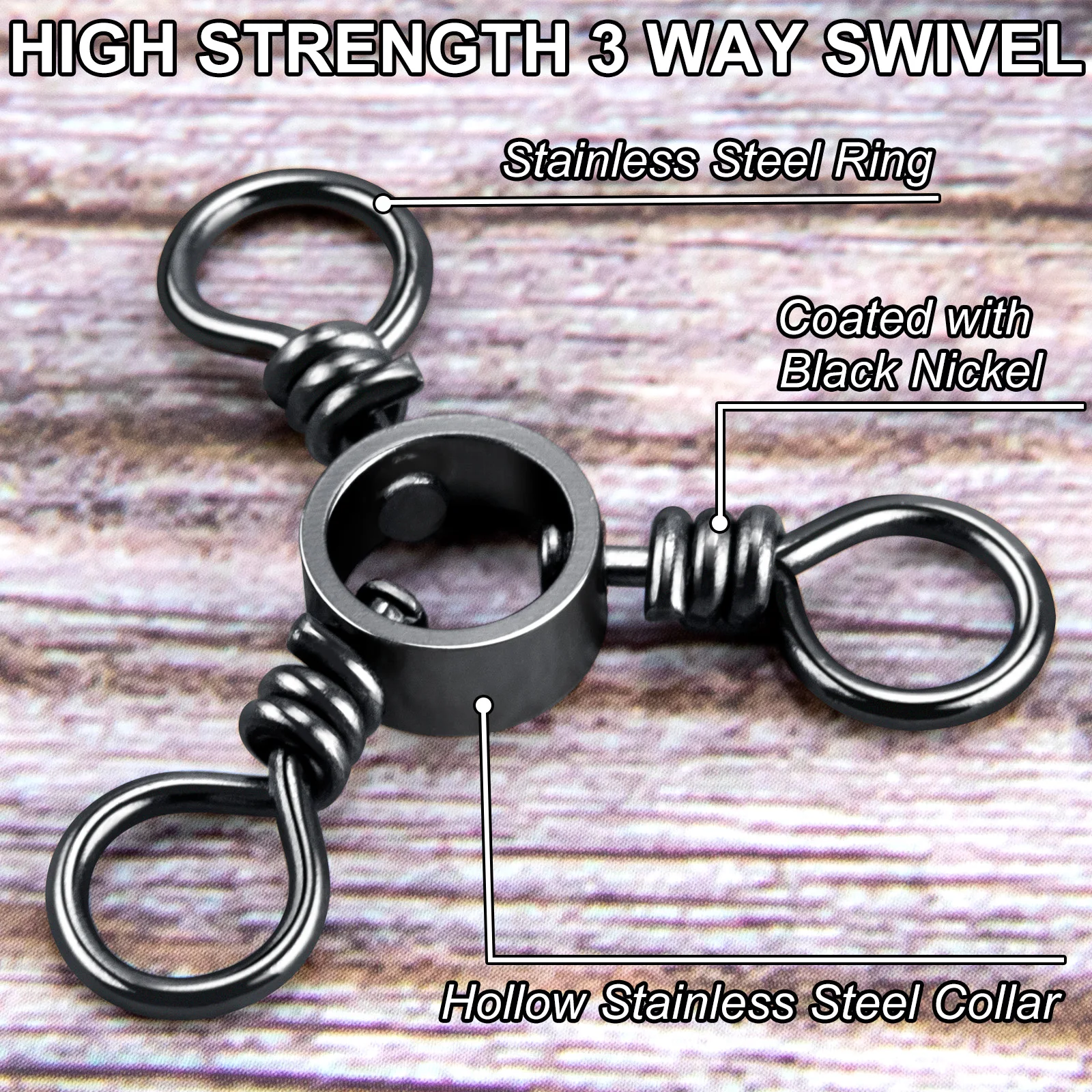 20/50pcs 3 Way Fishing Swivel Stainless Steel Cross Line Swivel High Speed for Surf Fishing Rig Catfish Rig Jigging Trolling view 6