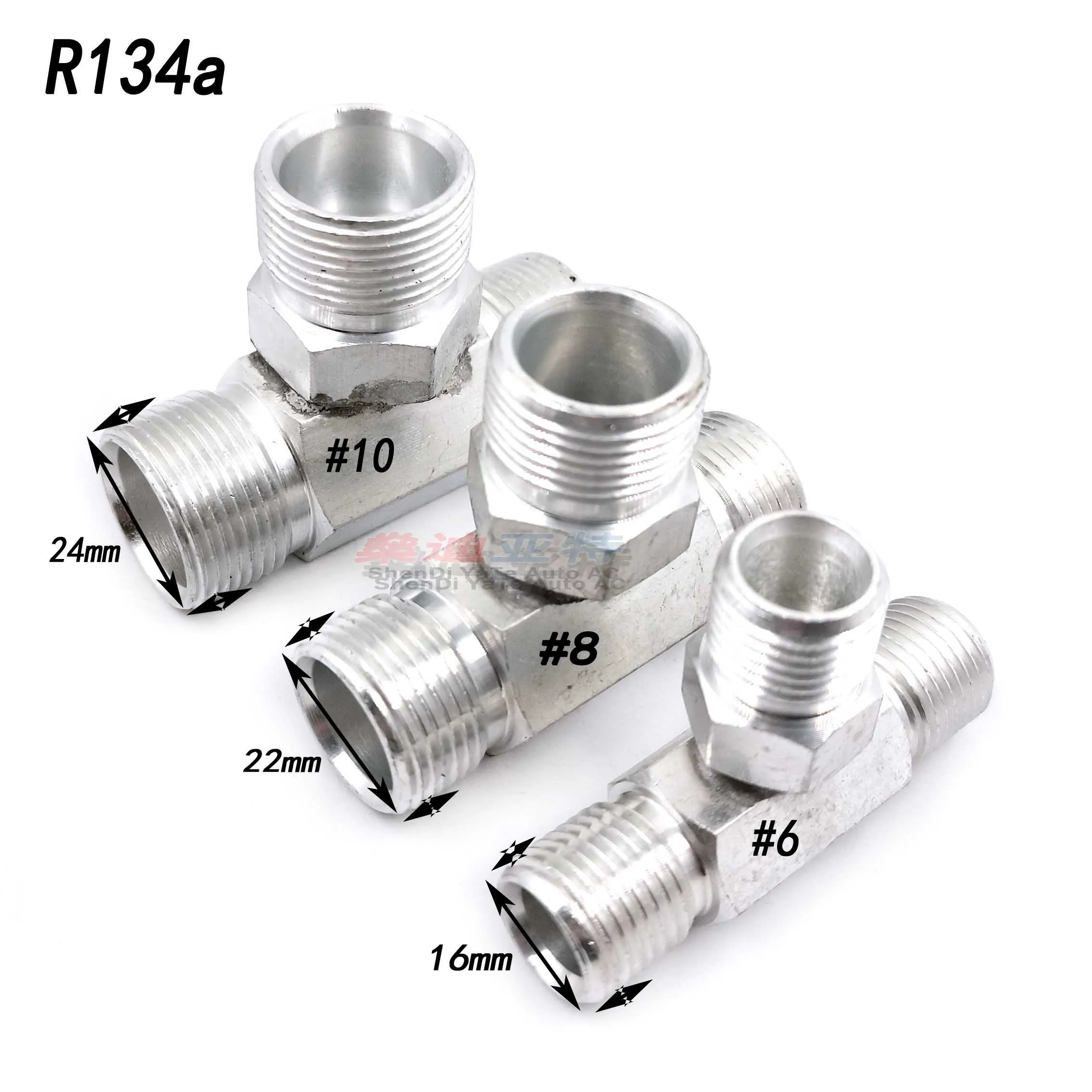 R134a #6 #8 #10 A/C Pipe Hose Connector Fixture Aluminum Kit Outer Silk Tee Joint Clamp