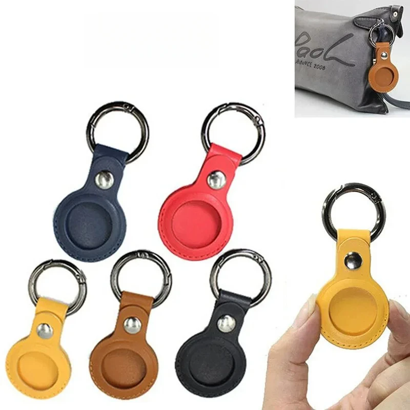 PU Leather Keychain for Apple Airtags Case Anti-scratch Bumper Shell Tracker Pocket Watch Cover Accessories
