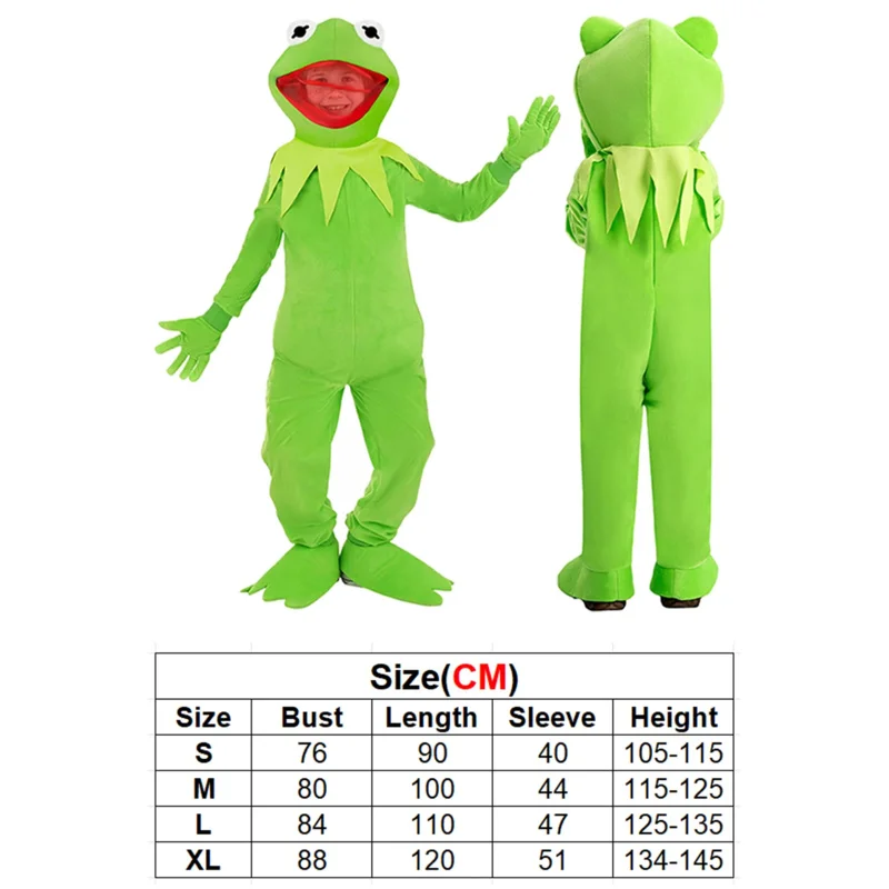 Frog Kermit Cosplay Green Jumpsuits Kids Boys Girls Costume Children Dance Stage Performance Clothing Halloween Carnival Suits
