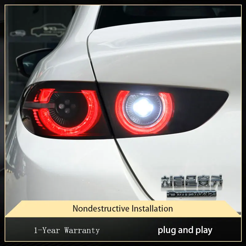 

Автомобильные фары для Mazda 3 Axela Mazda3 2020-2023, светодиодные DRL, автоматический задний фонарь в сборе, двойной круг, дизайн, аксессуары для указателей поворота