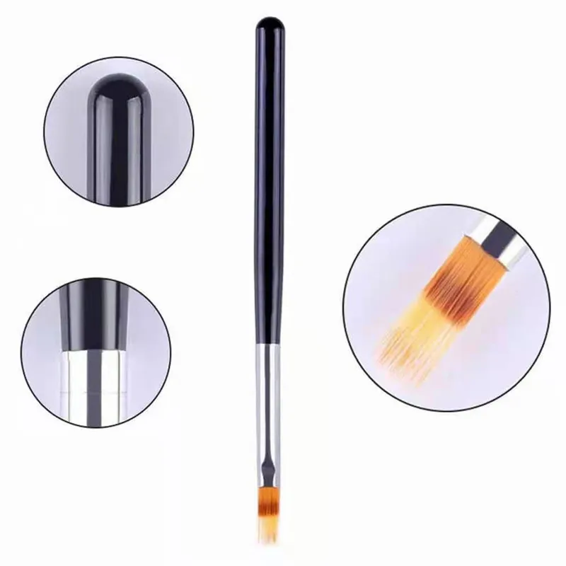Ferramentas para unhas Escova para unhas Barra de pó serrilhada Barra preta Caneta para unhas Caneta gradiente Escova para unhas