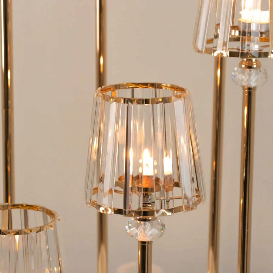 3pcs Modern crystal Chandelier candle holder Wedding Decoration Backdrop Floor Outdoor Standing Chandelier candlestick holder