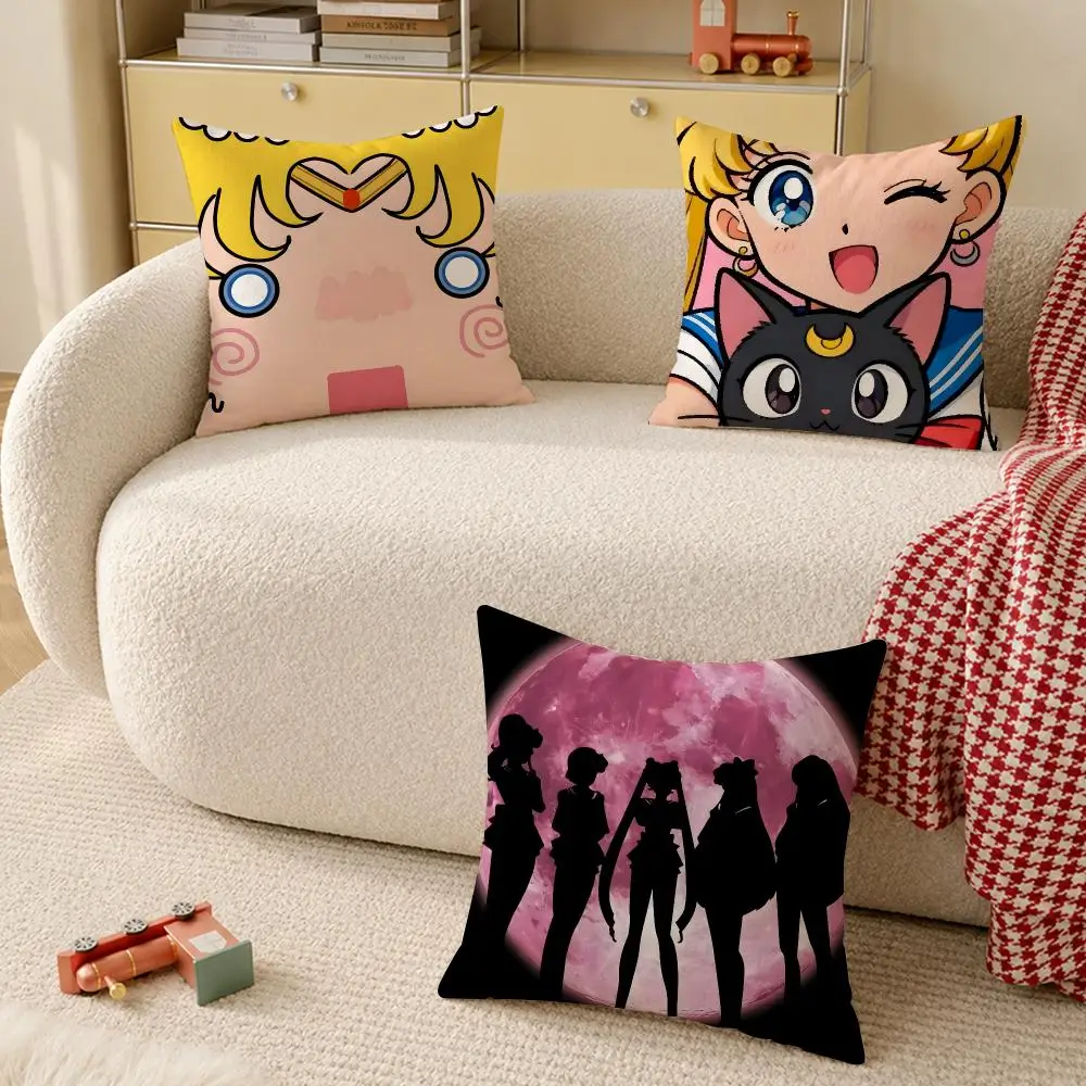 Anime S-sailor Moonsss Cushion Cover Pillow Cover Decorative Throw Couch Home Decor for Living Room Sofa