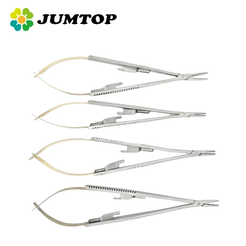 

JUMTOP Dental Orthodontic Implant Needle Holders Straight/Curved Castroviejo Needle Holding Forceps Microsurgery Instruments