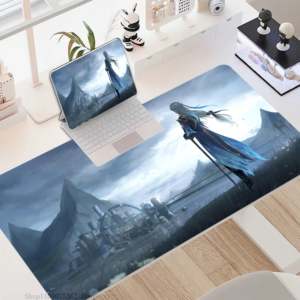 Neuvillette Genshin Impact Game Mousepad لوحة ماوس ألعاب كبيرة LockEdge سميكة لوحة مفاتيح الكمبيوتر الجدول حصيرة مكتبية