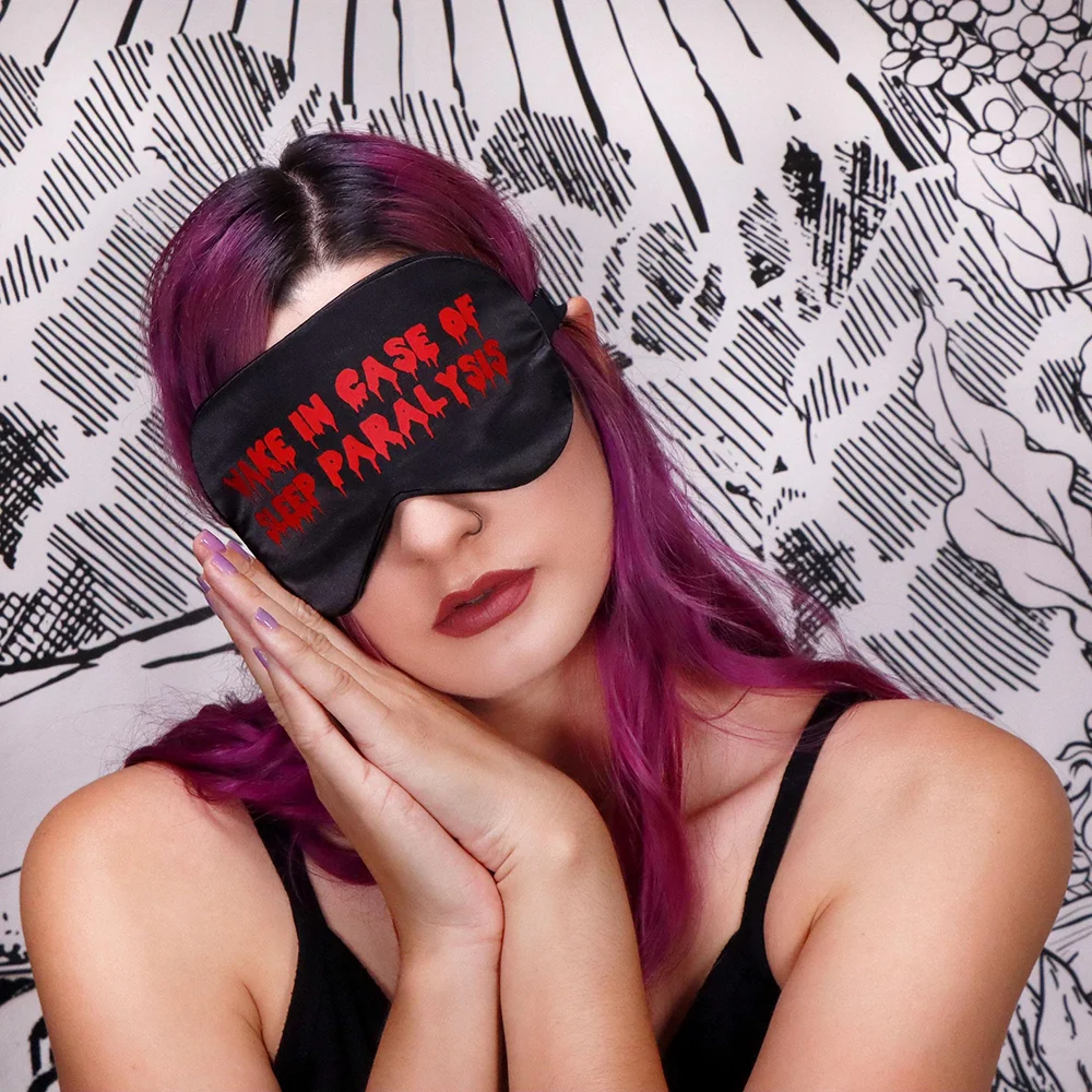 Gruselige Augenmasken, Gothic-Hexen-Augenmasken für Halloween, Schlafpartys, Junggesellinnenabschiede, Brautparty-Dekoration, Geschenk, „Wach nicht, bis du schlafen gehst“ – Detail 9
