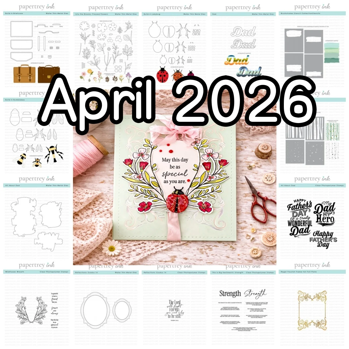 

Flowers Briefcase Ladybug Metal Cutting Dies Clear Stamps Stencil Hot Foil for DIY Making Gift Card Scrapbook Dad Day 2026