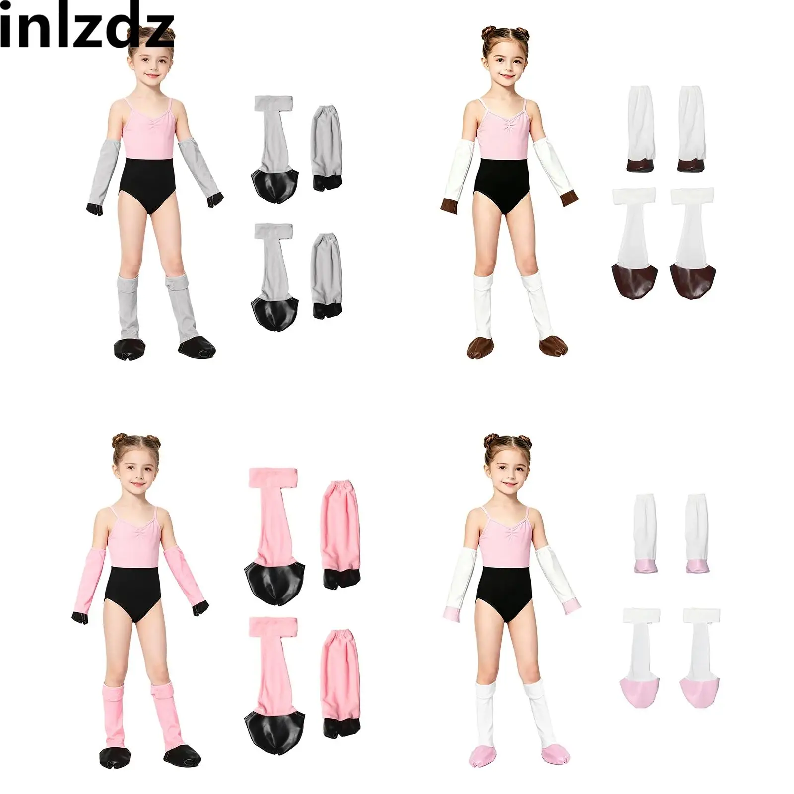 Horse Hoof Hand Shoes Dress Up Costume Accessorise Set Animal Hooves Gloves Shoe Covers with Elastic Straps for Cosplay Party