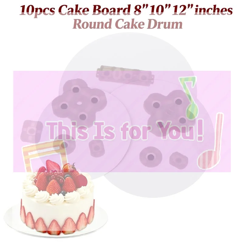 【MA】10Pcs 8/10/12 Inch Round Cake Boards Paper Cake Drum Pan For Birthday Wedding Party Cake Cardboard Bottom Tray
